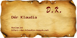 Dér Klaudia névjegykártya